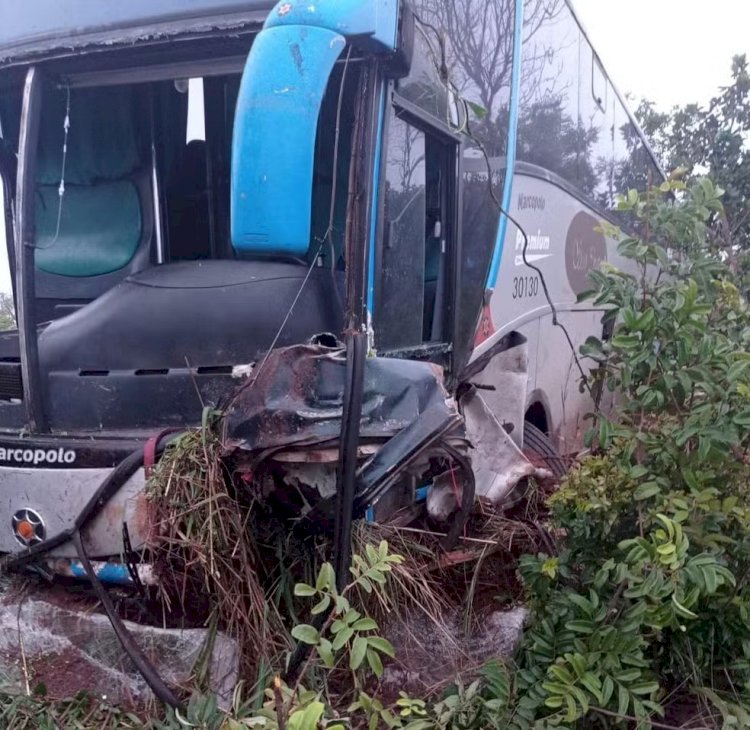 Batida entre ônibus e carro deixa um morto e feridos na BR-365