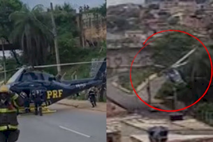 Veja momento exato que o helicóptero da PRF ‘cai’ próximo ao Anel Rodoviário