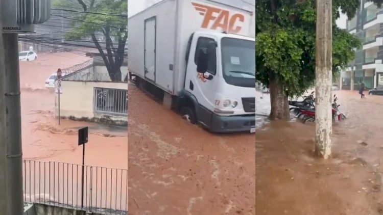 Vídeo: fortes chuvas deixam pessoas ilhadas e causam estragos em Teófilo Otoni