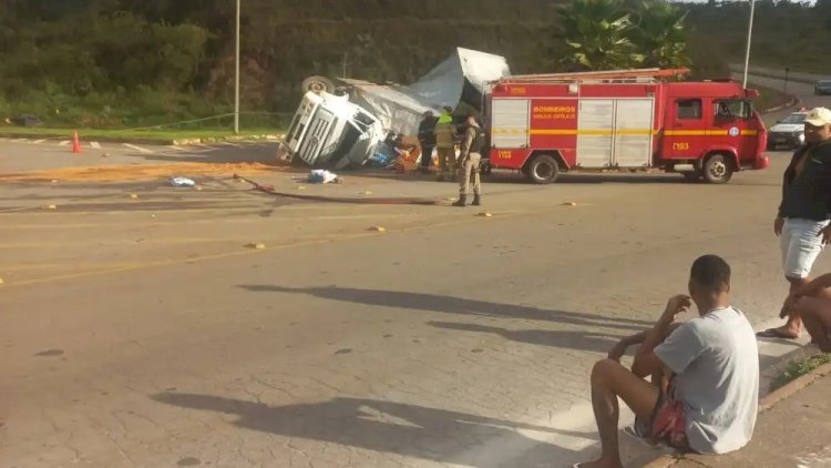 Acidente grave termina com um morto e dois feridos em carreta em Congonhas, em MG