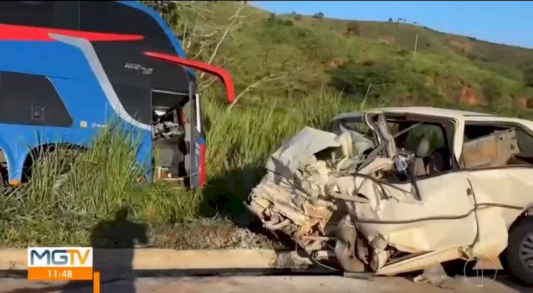 Carro bate de frente com ônibus na BR-116 e motorista morre