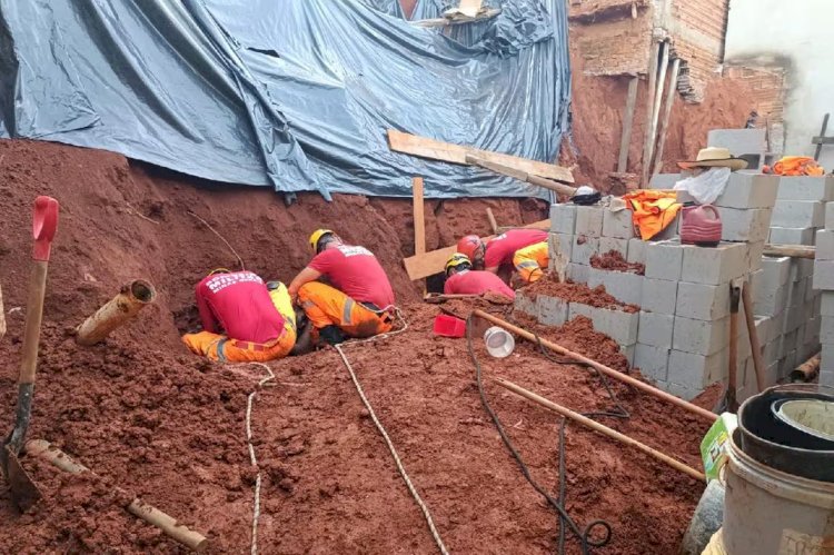 Três homens são soterrados durante construção de muro no Sul de Minas