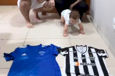 Bebê escolhe camisa do Atlético em desafio de pais torcedores rivais; veja vídeo