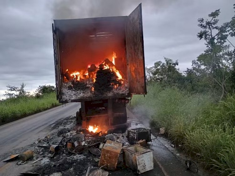 Incêndio destrói carga que estava sendo transportada por rodotrem na MG-188