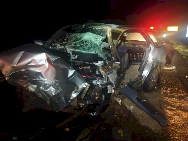 Carros batem de frente e homem morre na BR-365