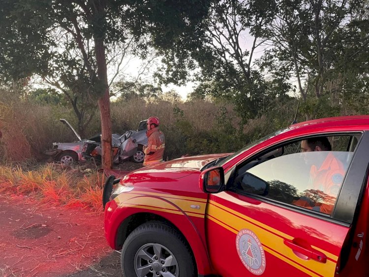 Carro com irmãos bate em árvore e um deles morre em estrada do Norte de Minas