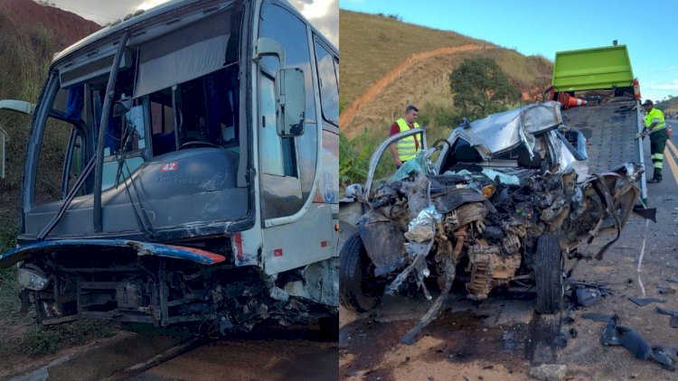 Motorista morre após errar ultrapassagem e bater de frente com ônibus na BR-116, em MG