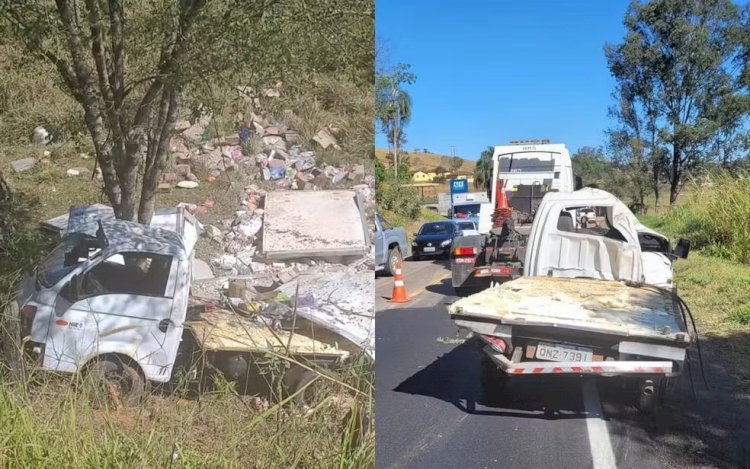 Motorista de caminhão de pequeno porte morre após veículo sair da pista e cair em ribanceira na MG-459