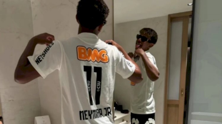 Neymar reage à foto de Lamine Yamal com camisa do Santos; veja