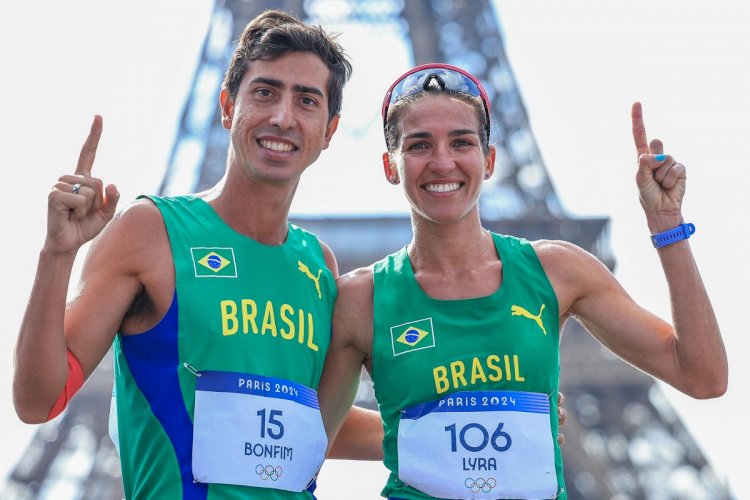 Caio Bonfim e Viviane Lyra ficam em 7ª no revezamento misto da marcha atlética