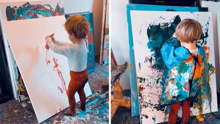 Menino de 2 anos fatura até R$ 1,6 milhão vendendo quadros abstratos na web; veja