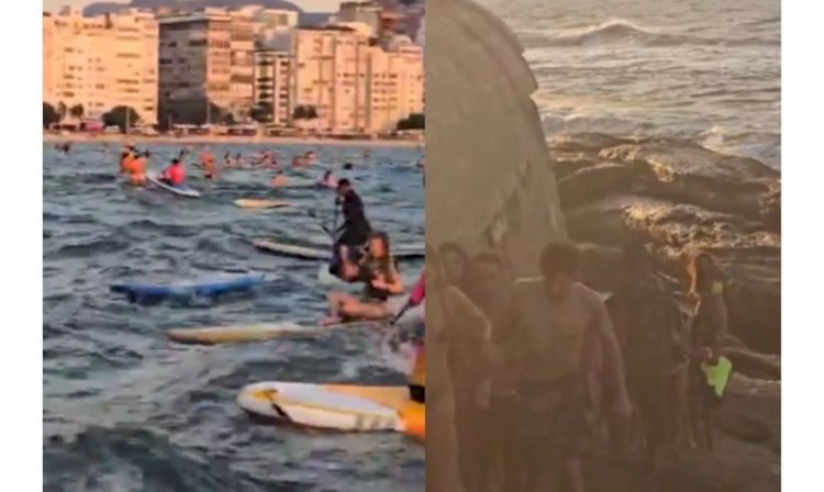 Vendaval arrasta pessoas no mar de Copacabana; veja vídeo