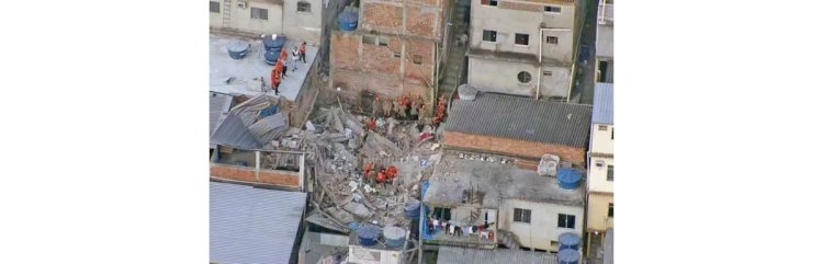 Casa desaba no Rio de Janeiro deixando um ferido e uma pessoa desaparecida