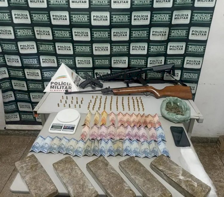 Pará de minas - PM prende suspeito de tráfico de drogas e aprende armas e munição