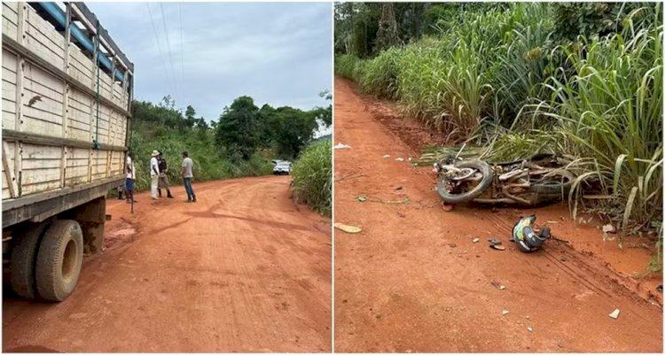 Dois morrem em acidente entre moto e caminhão na zona rural de São João Nepomuceno