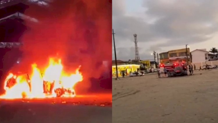 Mulher tem carro incendiado após atropelar grupo durante evento no litoral de SP