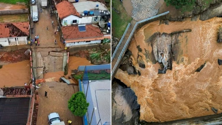 Temporal derrubou pontes em cidade de MG, e moradores ficaram sem água, luz e ilhados na lama; FOTOS