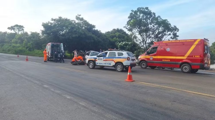 Militar da Aeronáutica fica gravemente ferido em acidente entre moto e carro na BR-040