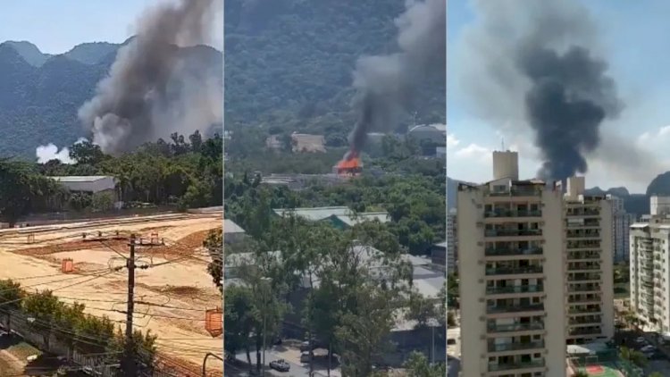 Incêndio de grandes proporções atinge galpão próximo ao Projac da Globo, no RJ; veja vídeo