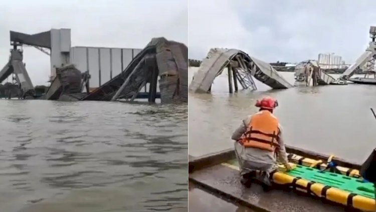 Galeria de grãos desaba no rio Pará e deixa funcionários feridos; vídeo